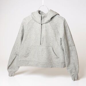 Women’s Lululemon Athletica Light Gray Half-Zip Cropped Scuba Hoodie